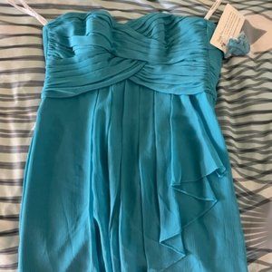 David's Bridal Bridesmaid Dress - Malibu Blue